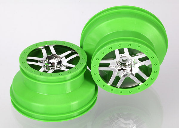 Traxxas SCT Split-Spoke Beadlock Style Green/ Chrome Rims