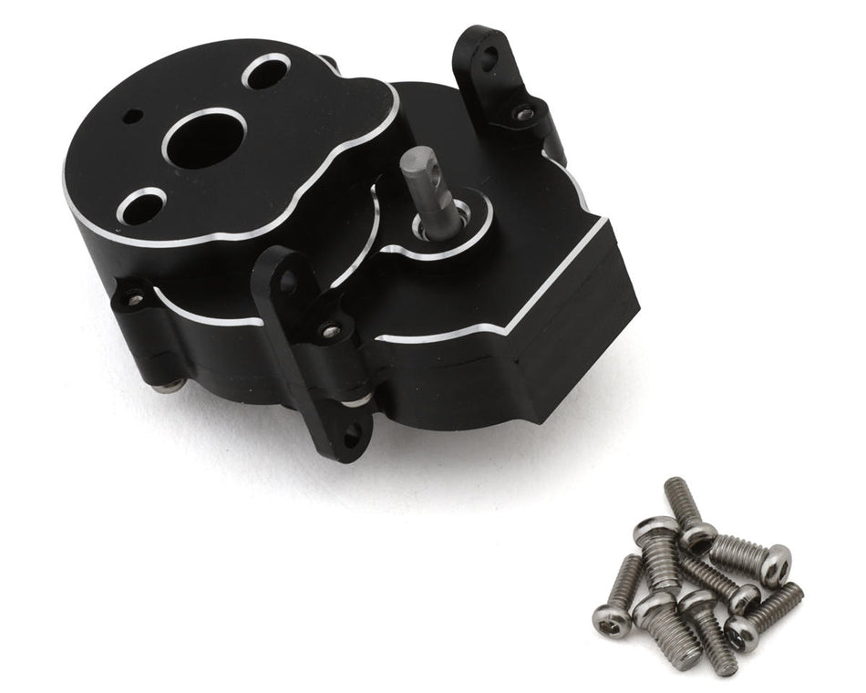 Injora 370-Size Motor Aluminum Transmission Housing Set for Traxxas® TRX4M™ (Black) w/Steel Gears
