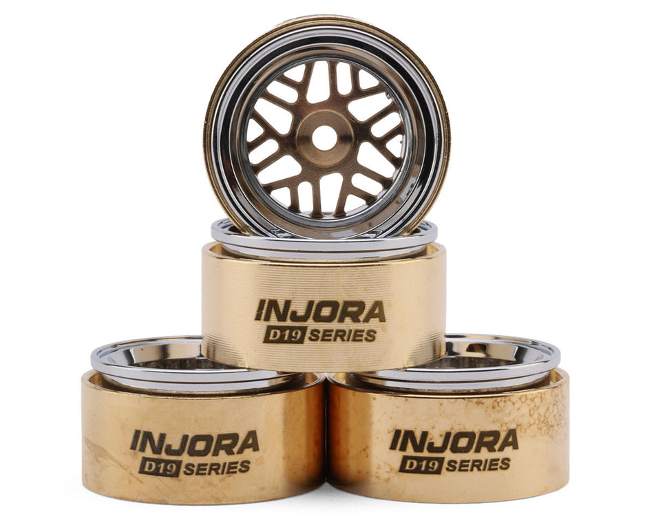 Injora 0.7" D19 ModuWheel Brass & Aluminum Micro Crawler Beadlock Wheels (Gold) (4) (9.4g ea) (-2mm Offset)