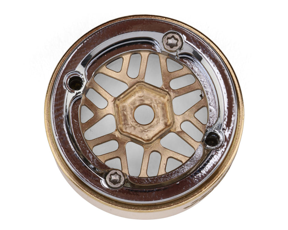 Injora 0.7" D19 ModuWheel Brass & Aluminum Micro Crawler Beadlock Wheels (Gold) (4) (9.4g ea) (-2mm Offset)