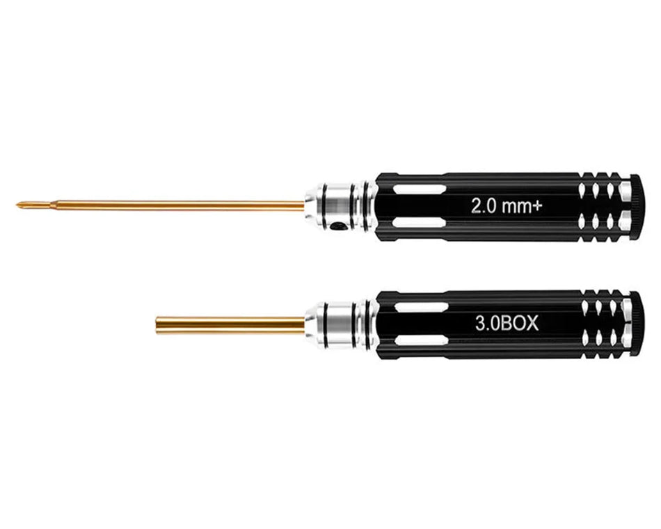 Injora Axial SCX30 Aluminum 2-Piece Metric Screwdriver & Nut Driver Tool Set (2mm Phillips/3mm Nut)