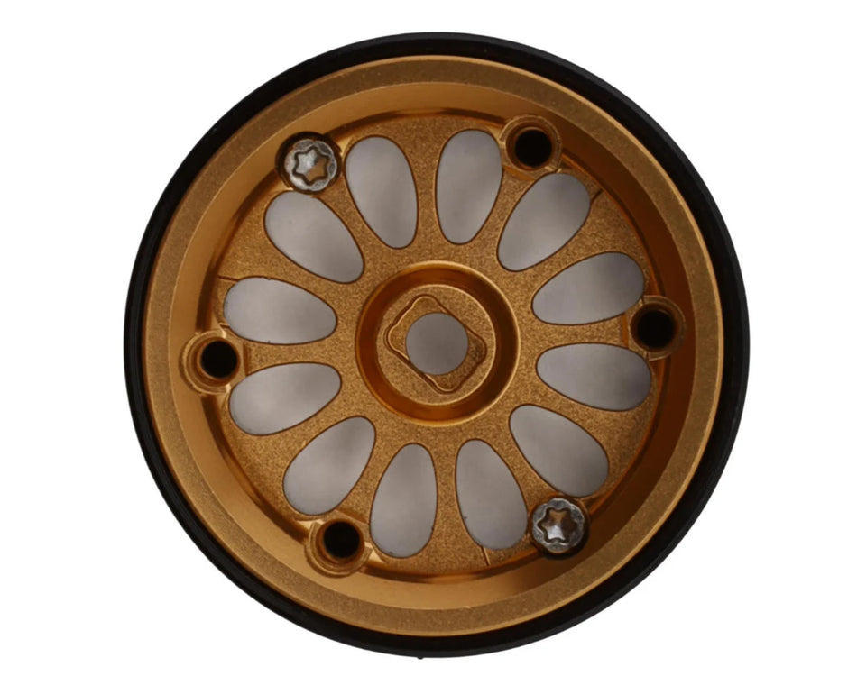 Injora 0.7" D19 Ripple Aluminum Micro Crawler Beadlock Wheels (Gold) (4) (4.2g ea) (0.5mm Offset)