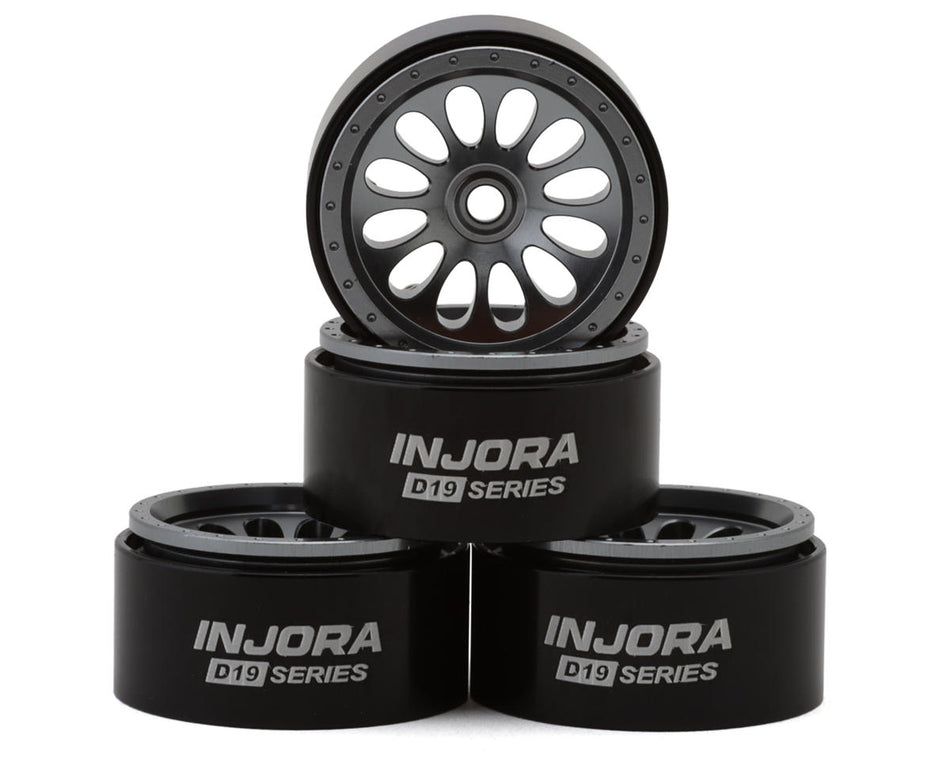 Injora 0.7" D19 Ripple Aluminum Micro Crawler Beadlock Wheels (Grey) (4) (4.2g ea) (0.5mm Offset)
