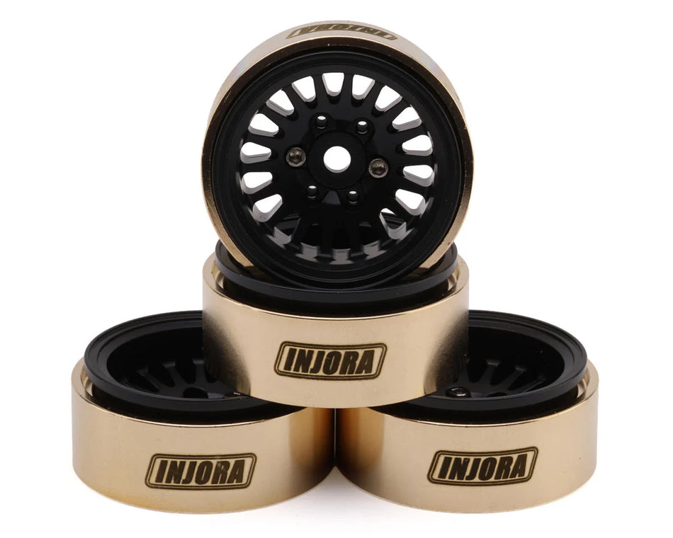 Injora 1.0" Brass Multi-Spoke Micro Crawler Beadlock Wheels (Black) (41g ea) (4)