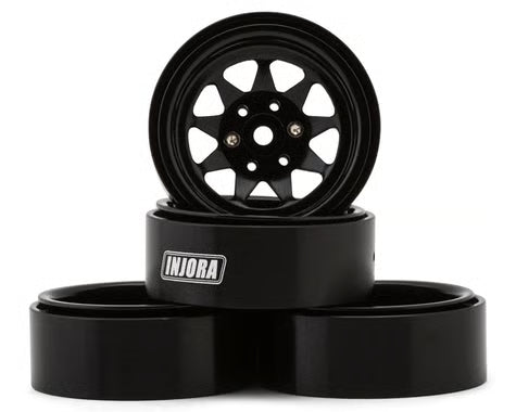 Injora 1.3" Stamped Steel Micro Rock Crawler Beadlock Wheels (23.5g ea) (Black) (4)