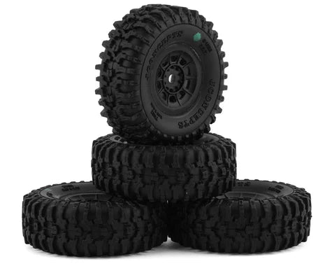 JConcepts Tusk 1.0" Pre-Mounted Tires w/Hazard Wheel (Black) (4) (Green) w/7mm Hex