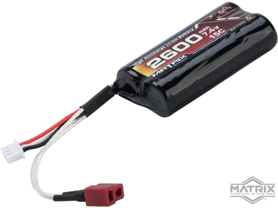 Matrix High Performance 7.4V Brick Type Airsoft Li-Ion Battery (Configuration: 2600mAh / 15C / For Deans / T-Plug Connector)