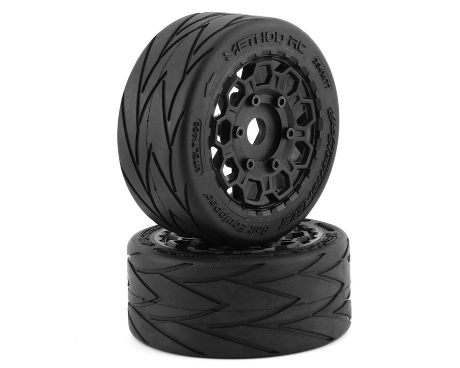 Method RC Velociter Belted Pre-Mount 1/7 Front On-Road Tires (Black) (2) w/Hive 17mm Hex Wheels