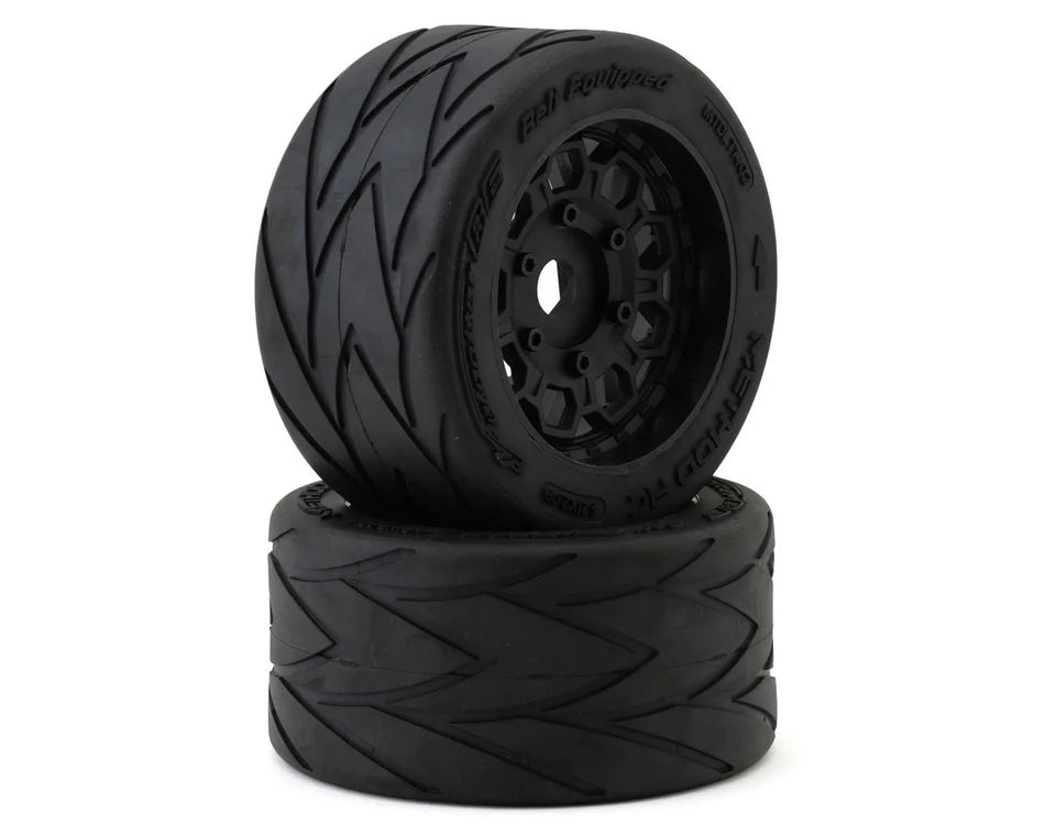 Method RC Velociter Belted Pre-Mount 1/7 On-Road Rear Tires (Black) (2) w/Hive 17mm Hex Wheels