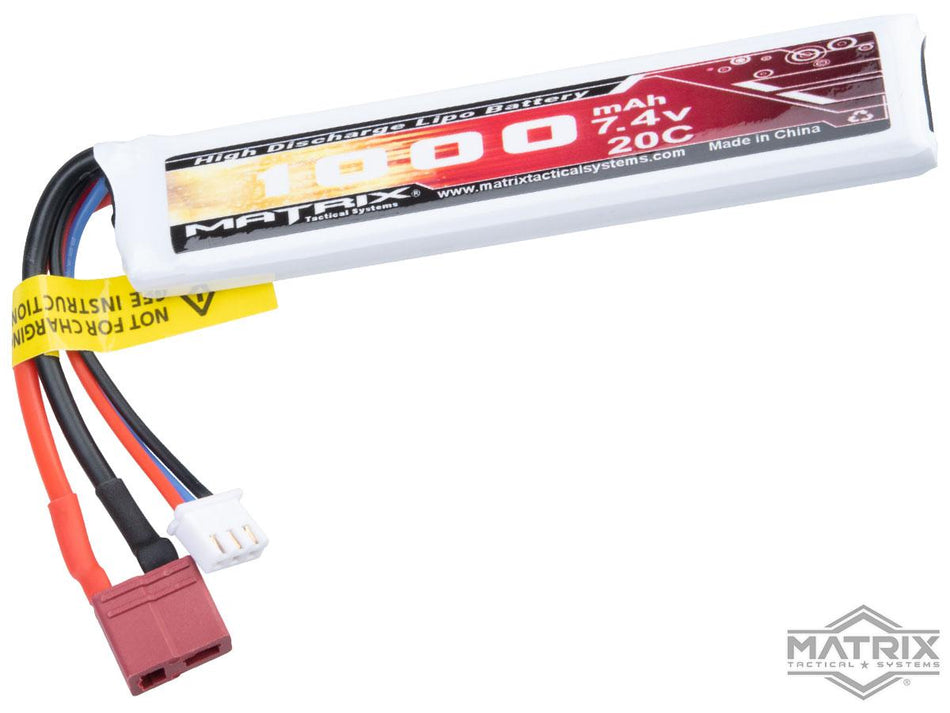 Matrix High Performance 7.4V Stick Type Airsoft LiPo Battery (Model: 1000mAh / 20C / Short Wire / For Deans / T-Plug Connector)