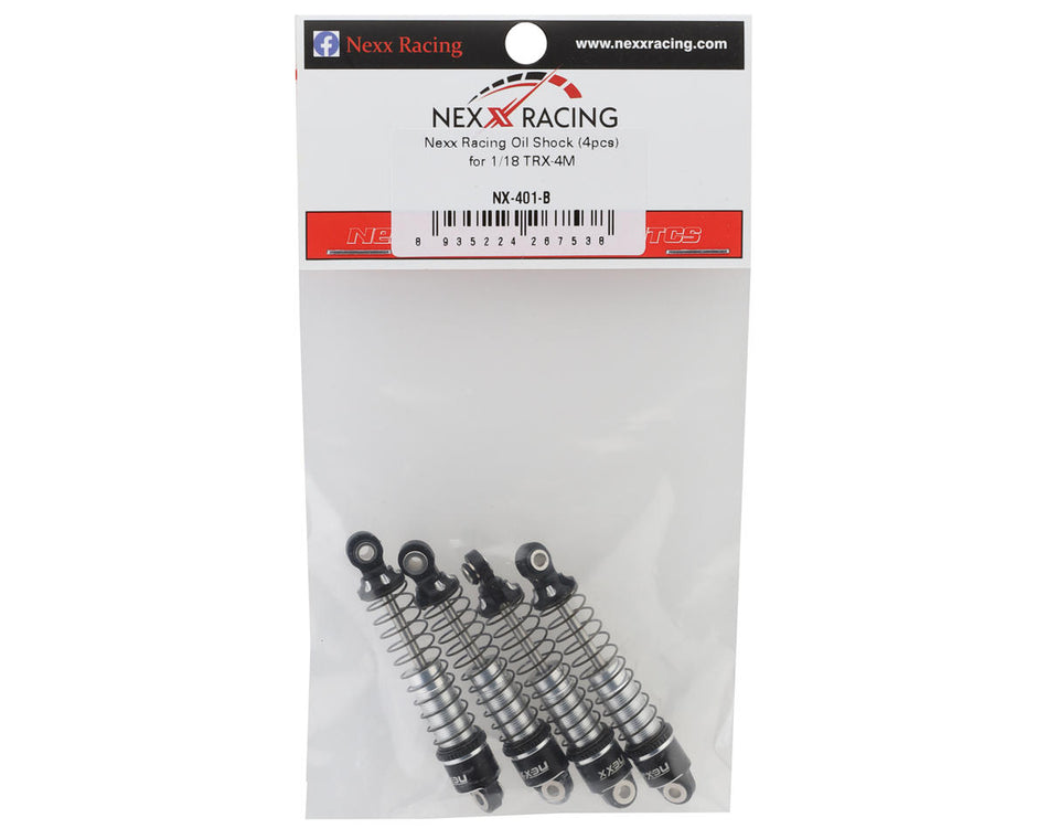 NEXX Racing 56mm Aluminum Threaded Oil-Filled Shocks (Black) (4) for Traxxas TRX-4M