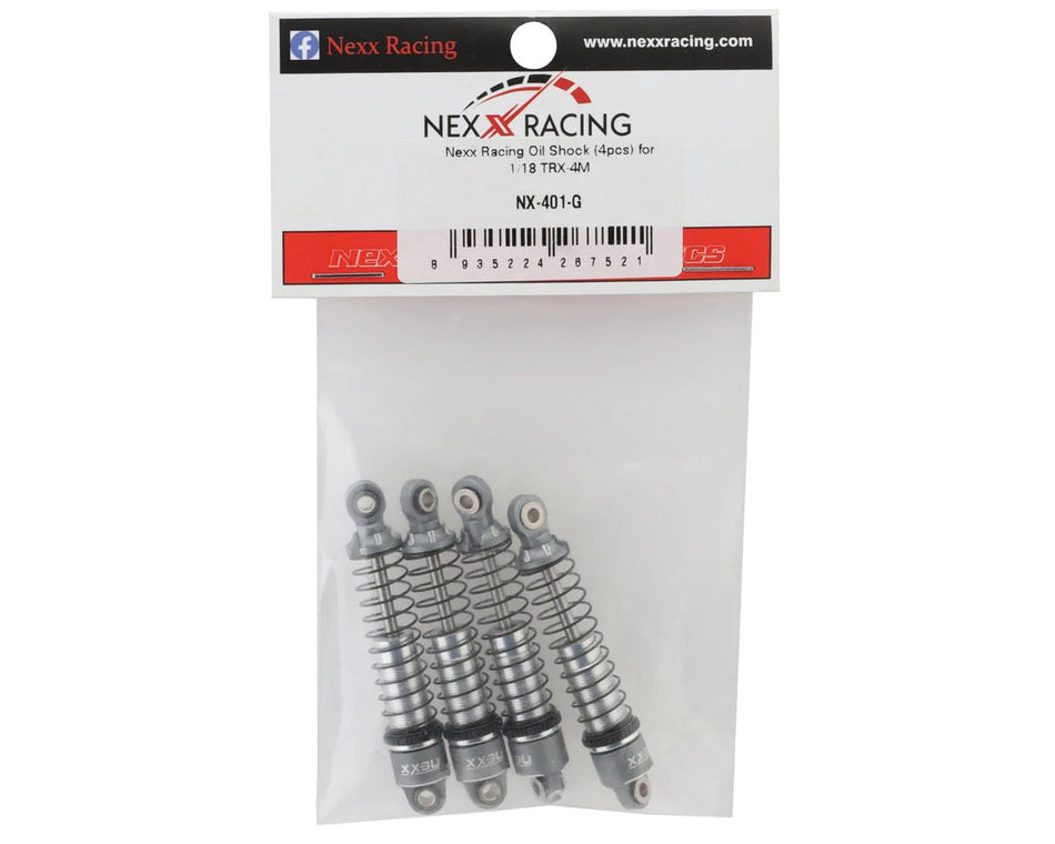 NEXX Racing 56mm Aluminum Threaded Oil-Filled Shocks (Grey) (4) for Traxxas TRX-4M