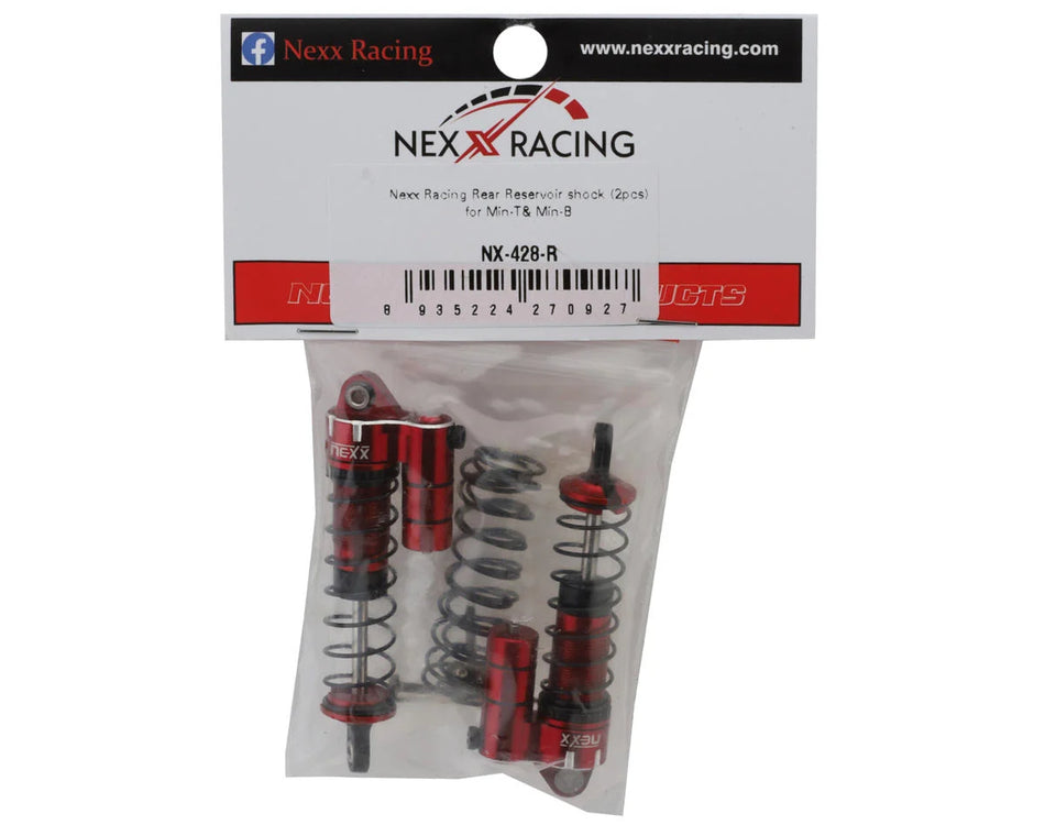 NEXX Racing Losi® Mini-T/Mini-B 58mm Aluminum Oil-Filled Threaded Reservoir Shocks (Red) (2) (Rear)