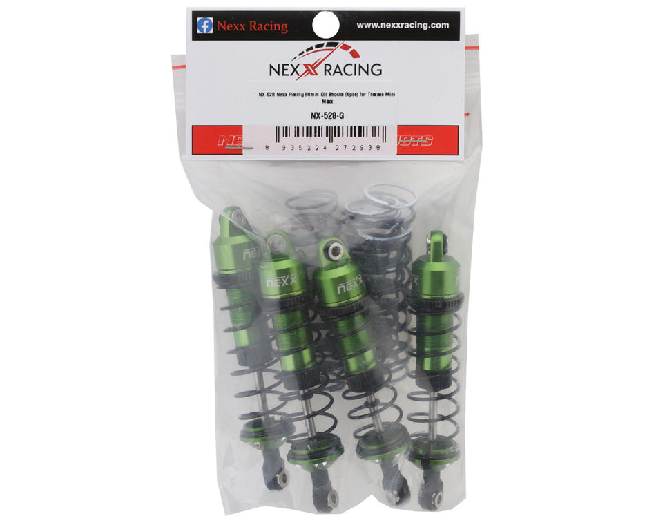 NEXX Racing Aluminum Threaded Oil-Filled Shocks for Traxxas® 4x4 Mini Maxx® (Green) (4)