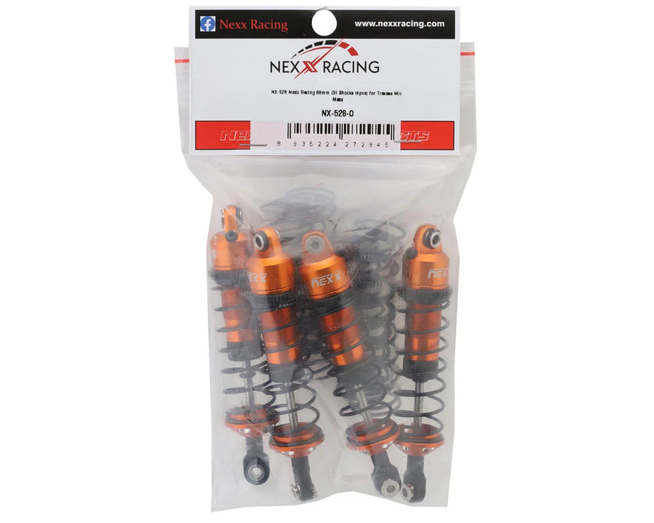 NEXX Racing Aluminum Threaded Oil-Filled Shocks for Traxxas® 4x4 Mini Maxx® (Orange) (4)
