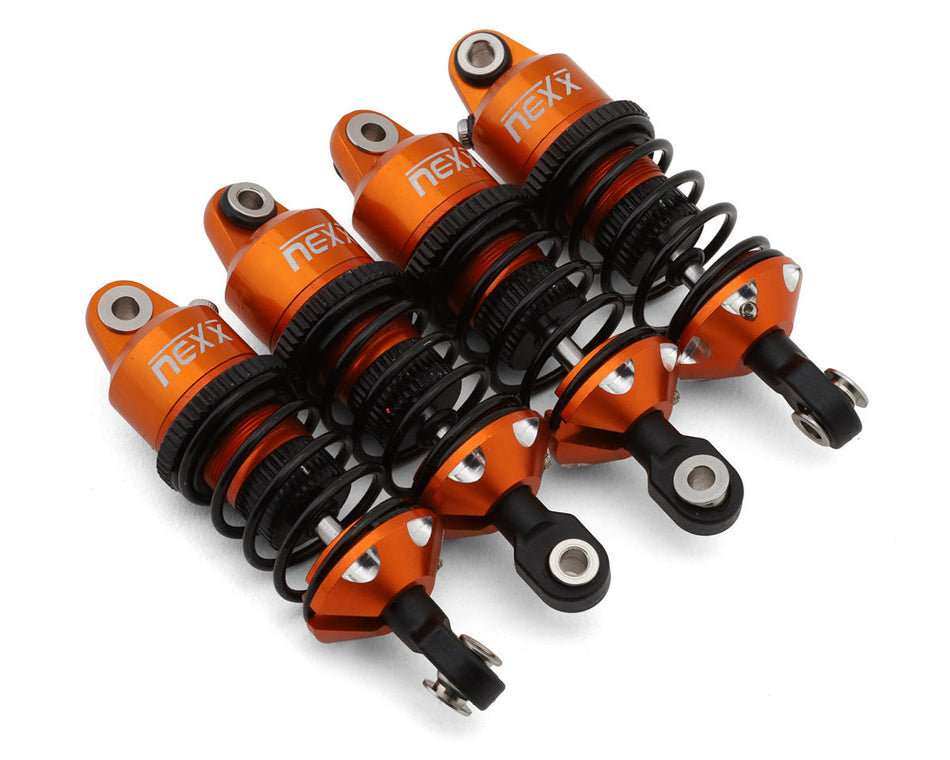 NEXX Racing 60mm Aluminum Threaded Oil-Filled Shocks for Traxxas® Mini Slash®/4-Tec® Drift (Orange) (4)