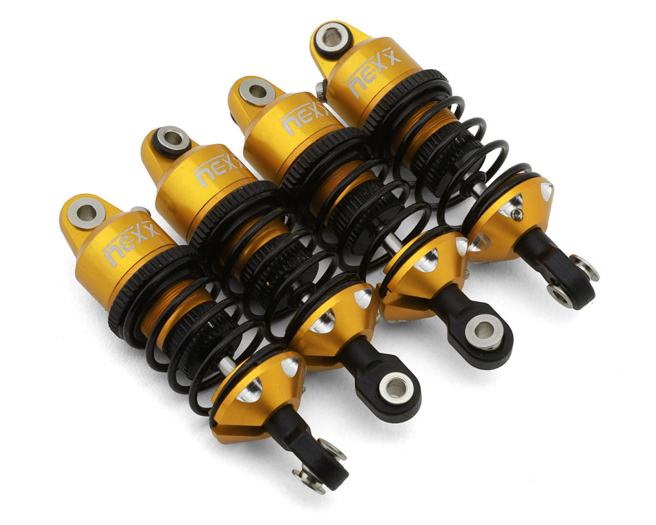 NEXX Racing 60mm Aluminum Threaded Oil-Filled Shocks for Traxxas® Mini Slash®/4-Tec® Drift (Yellow) (4)