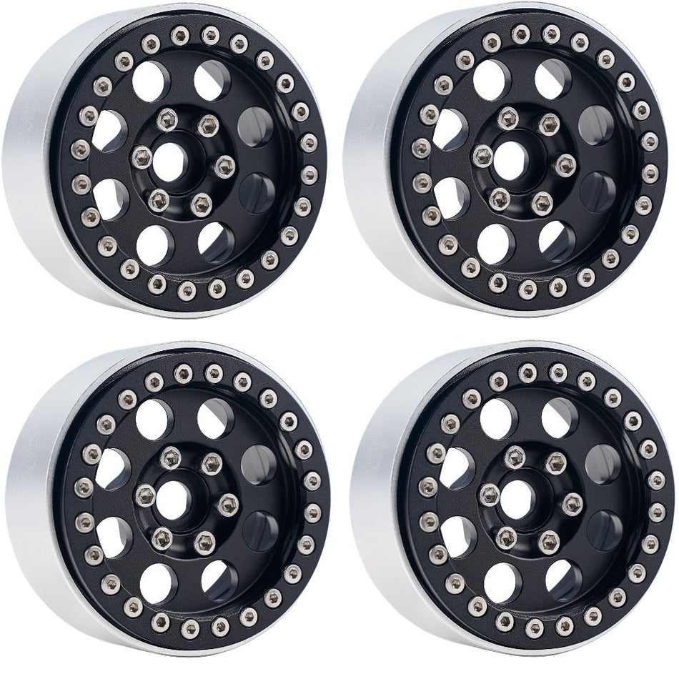 Powerhobby B2 Aluminum 1.9 Beadlock Wheels 9mm Hubs Black (4) 1/10 Rock Crawler