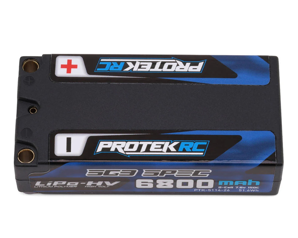 ProTek RC 2S 150C Low IR SG3 HV Shorty LiPo Battery (7.6V/6800mAh) w/5mm Connectors (ROAR Approved)