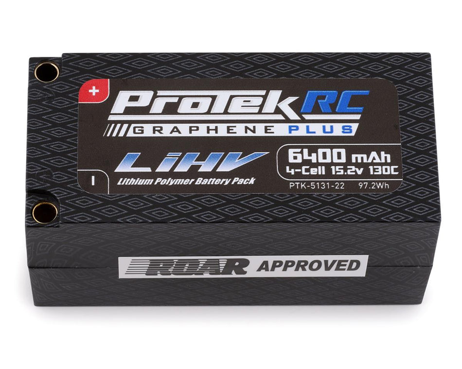 ProTek RC 4S 130C Low IR Si-Graphene+ HV Shorty LiPo Battery (15.2V/6400mAh) w/5mm Connector (ROAR Approved)