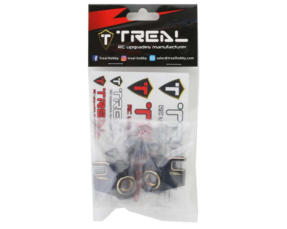 Treal Hobby Axial SCX10 III CNC Brass Front Steering Knuckles (Black) (2) (66g)