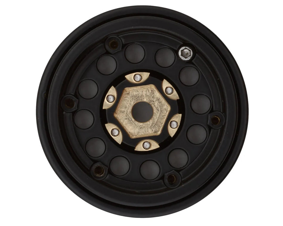 Treal Hobby Type A 1.0" 12-Hole Brass Beadlock Wheels (Black) (40g ea) (4)