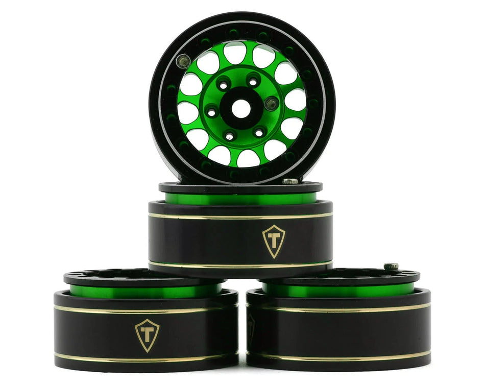 Treal Hobby Type I 1.0" Classic 12-Spoke Beadlock Wheels (Green) (4) (27.2g)