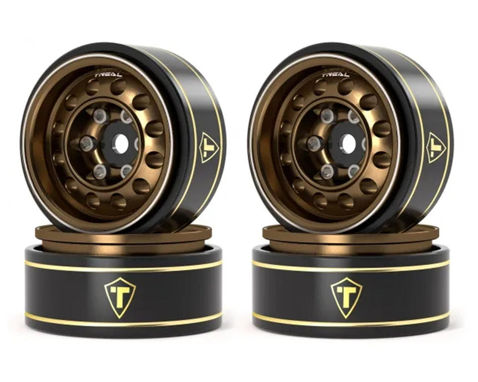 Treal Hobby Type K 1.0" 12-Hole Beadlock Classic Vintage Wagon Wheels (Bronze) (4) (28.9g ea)