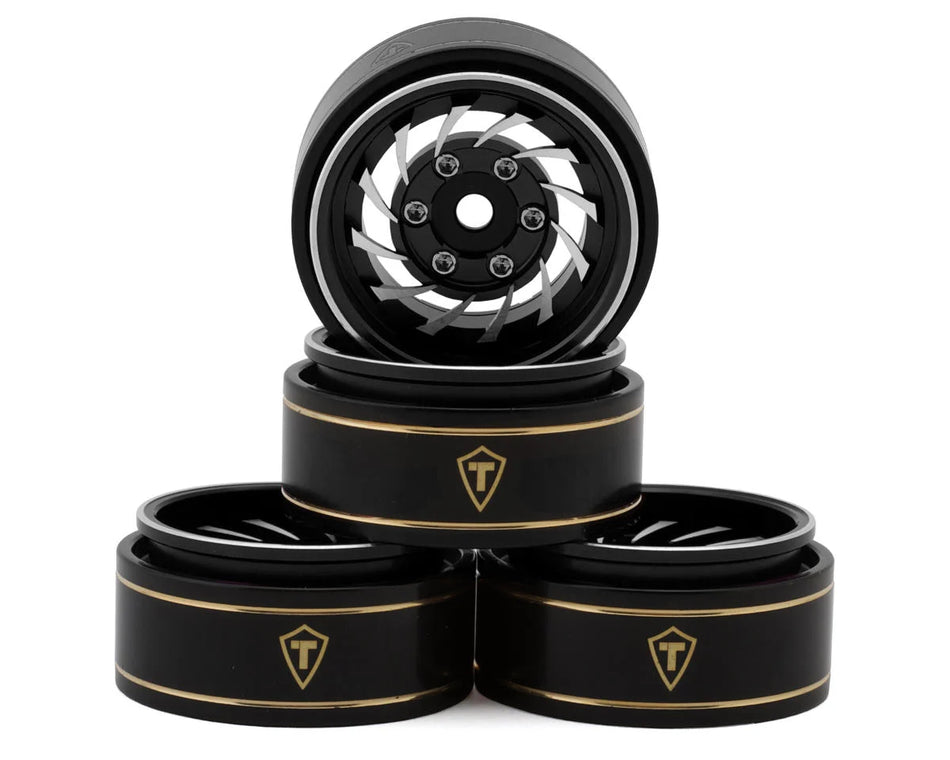 Treal Hobby Type L 1.0" Aluminum Cyclone Beadlock Wheels (Silver) (4) (27.5g ea)