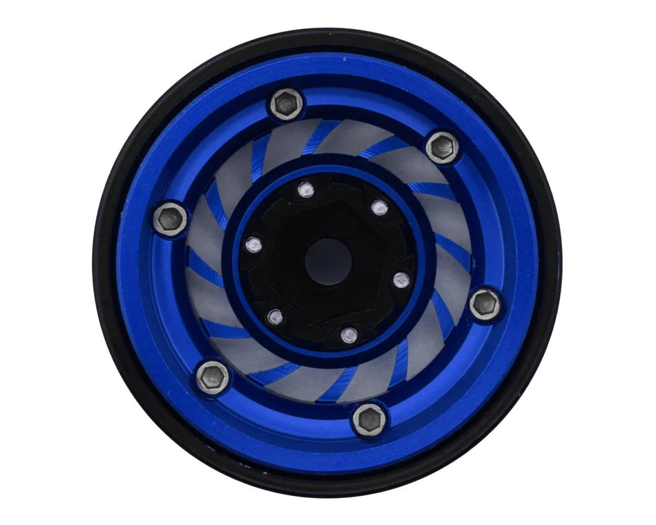 Treal Hobby Type L 1.0" Aluminum Cyclone Beadlock Wheels (Blue) (4) (27.5g ea)
