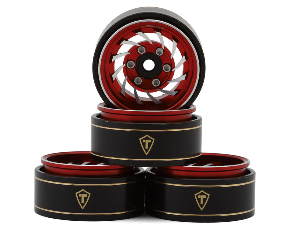 Treal Hobby Type L 1.0" Aluminum Cyclone Beadlock Wheels (Red) (4) (27.5g ea)