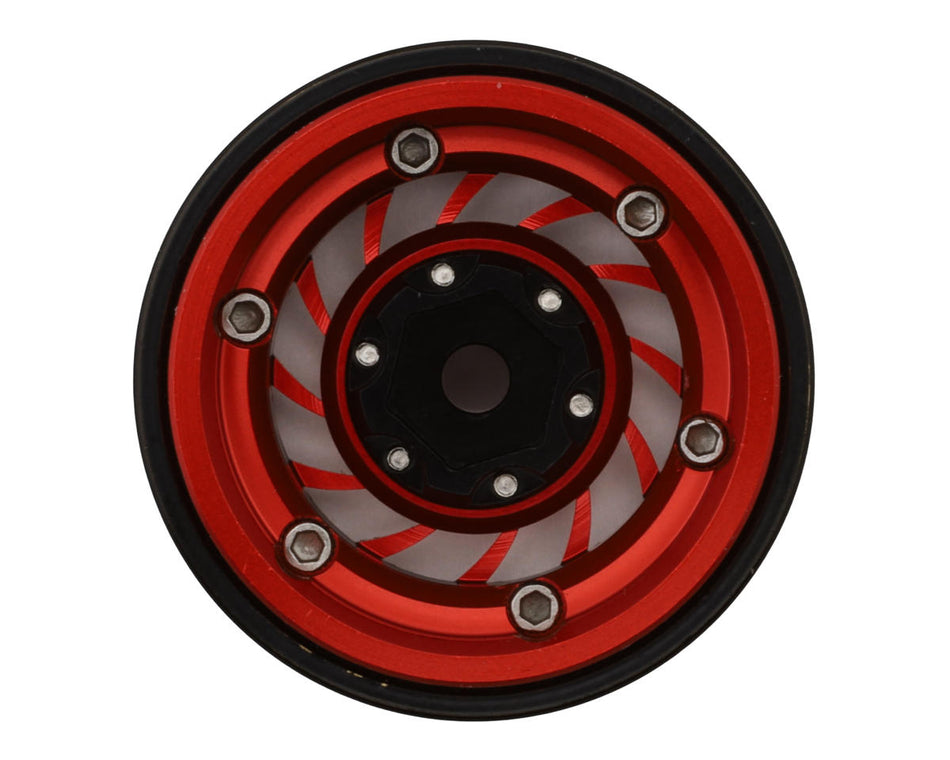 Treal Hobby Type L 1.0" Aluminum Cyclone Beadlock Wheels (Red) (4) (27.5g ea)
