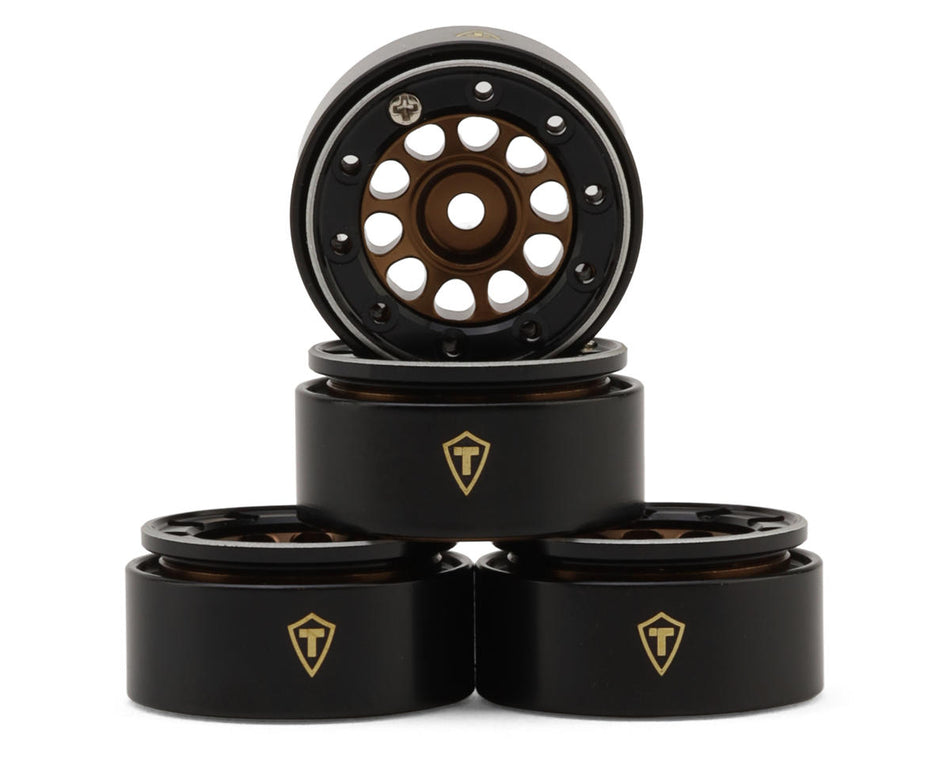 Treal Hobby Type E 0.7" Aluminum Micro Crawler Beadlock Wheels (Bronze) (4) (9.5g ea) w/Brass Rings