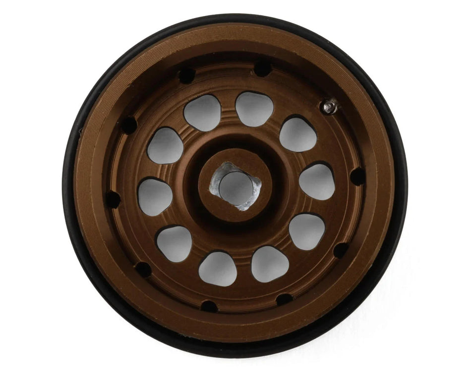 Treal Hobby Type E 0.7" Aluminum Micro Crawler Beadlock Wheels (Bronze) (4) (9.5g ea) w/Brass Rings