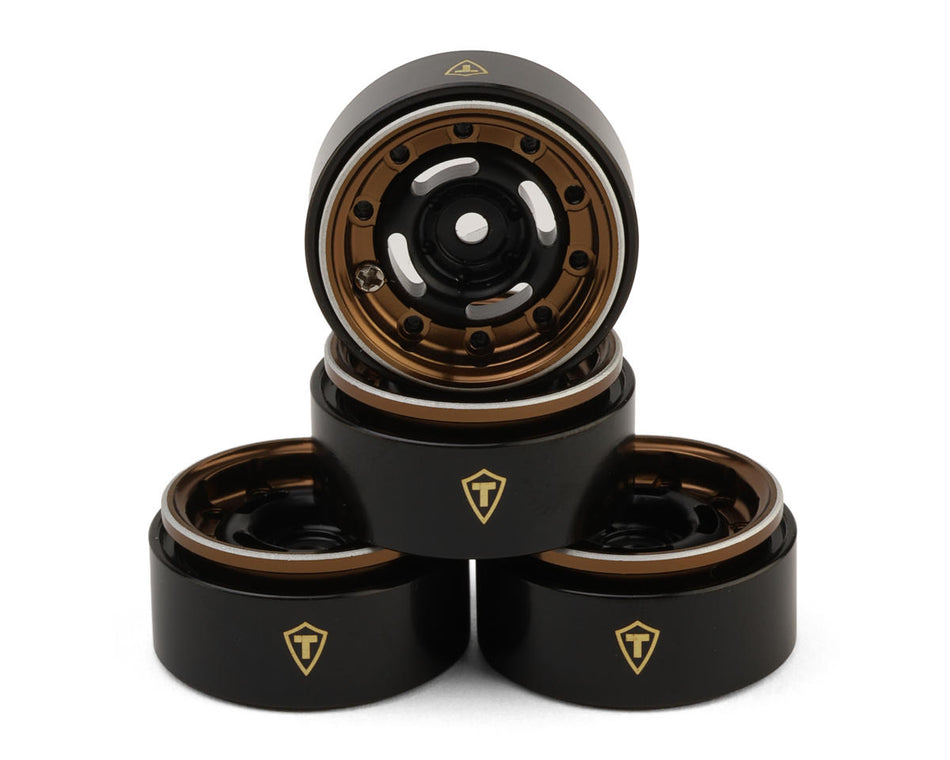 Treal Hobby Type-F 0.7" Aluminum Micro Crawler Beadlock Wheels (Bronze) (4) (9.5g ea) w/Brass Rings