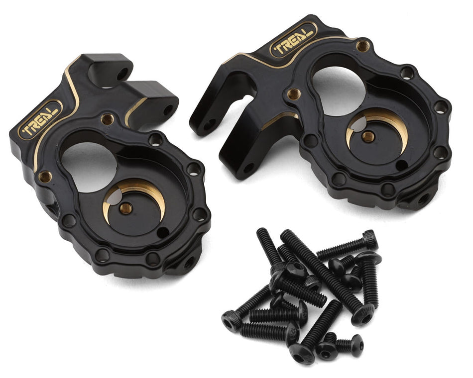 Treal Hobby Traxxas TRX-4 Brass Steering Knuckles Portal Covers (Black) (2) (67g)