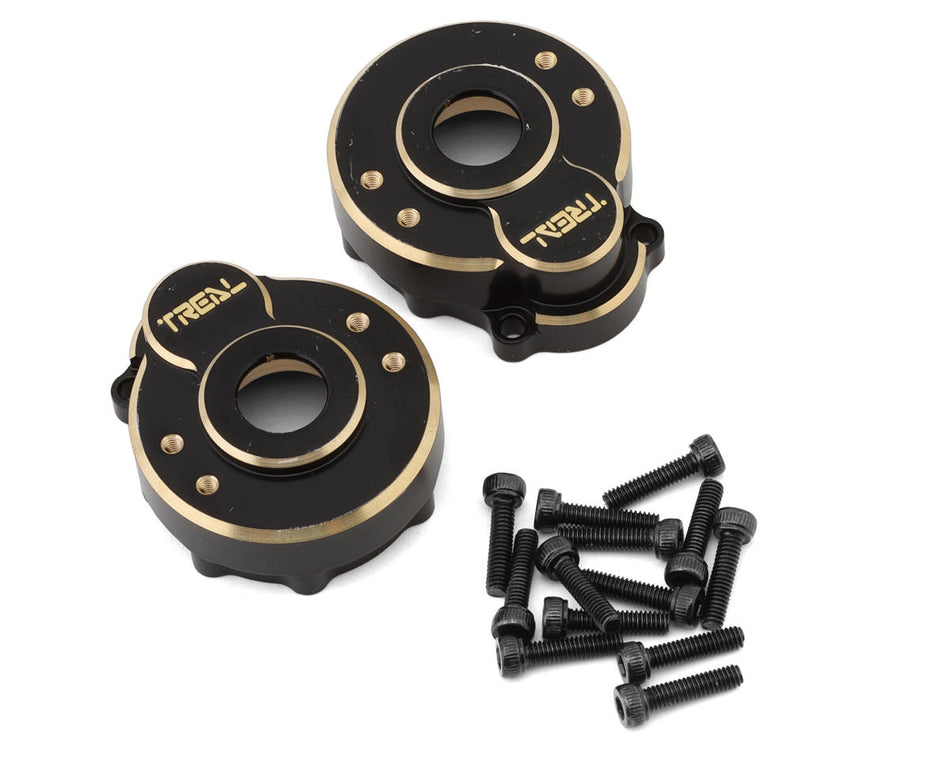 Treal Hobby Traxxas TRX-4 Heavy Brass Outer Portal Housing Covers (Black) (2) (42g)