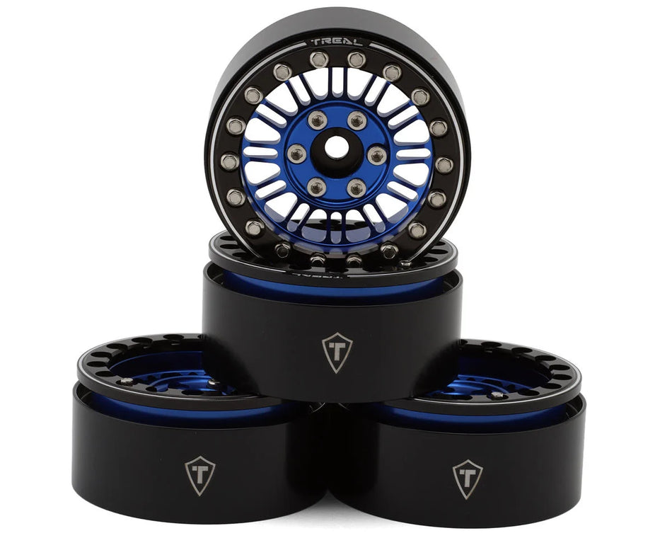 Treal Hobby 1.9" Type K Multi-Spoke Aluminum Crawler Beadlock Wheels (Blue) (4) (122.7g ea)