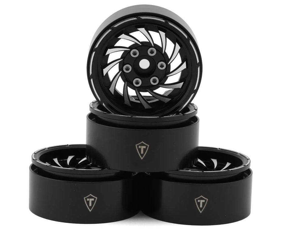Treal Hobby Cyclone 1.9" Aluminum Beadlock Wheels (Black) (4) (122.5g)