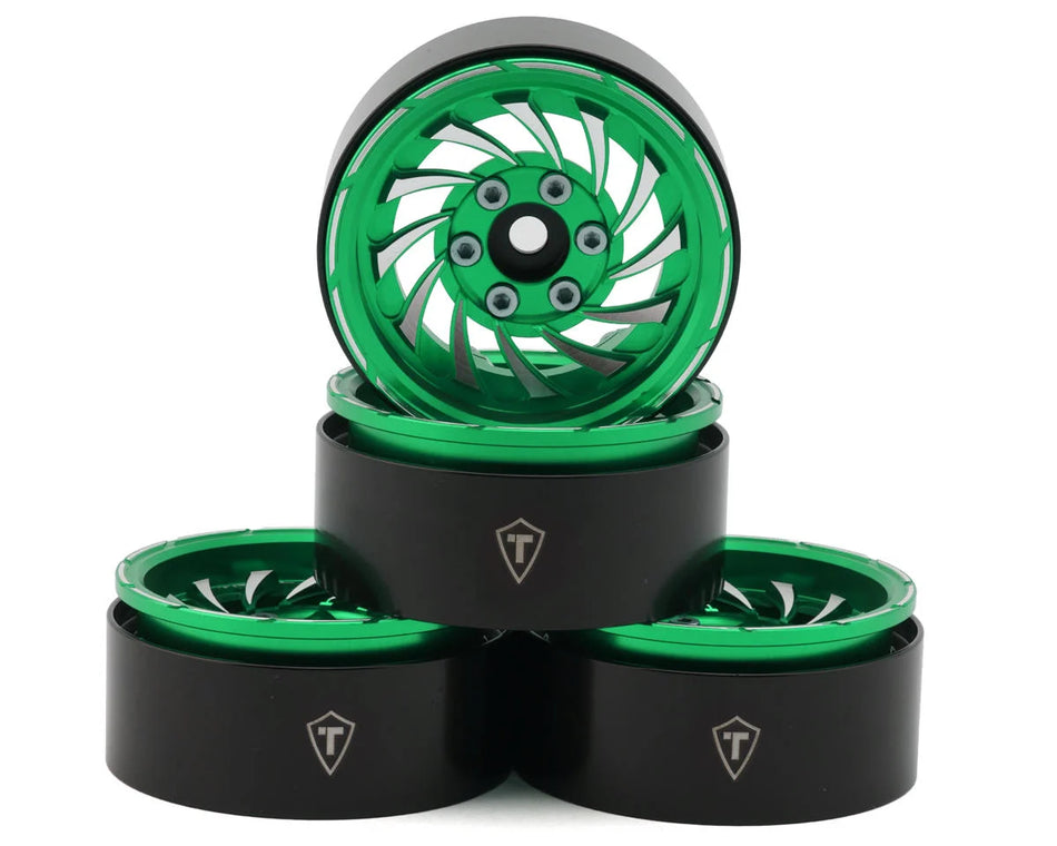 Treal Hobby Cyclone 1.9" Aluminum Beadlock Wheels (Green) (4) (122.5g)