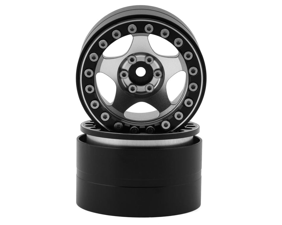 Treal Hobby Type C 2.2" 5-Spoke Aluminum 1/10 Rock Crawler Beadlock Wheels (Silver) (2) (137g ea)