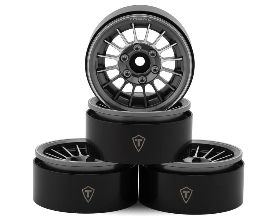 Treal Hobby 1.9" Type-J Multi-Spoke Aluminum Crawler Beadlock Wheels (Grey) (4) (113.7g ea)