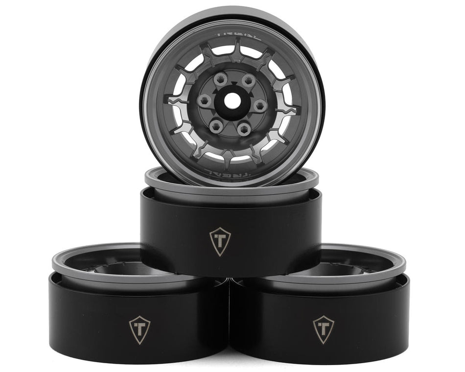 Treal Hobby 1.9" Type-M Aluminum Crawler Beadlock Wheels (Titanium) (4) (122.9g ea)