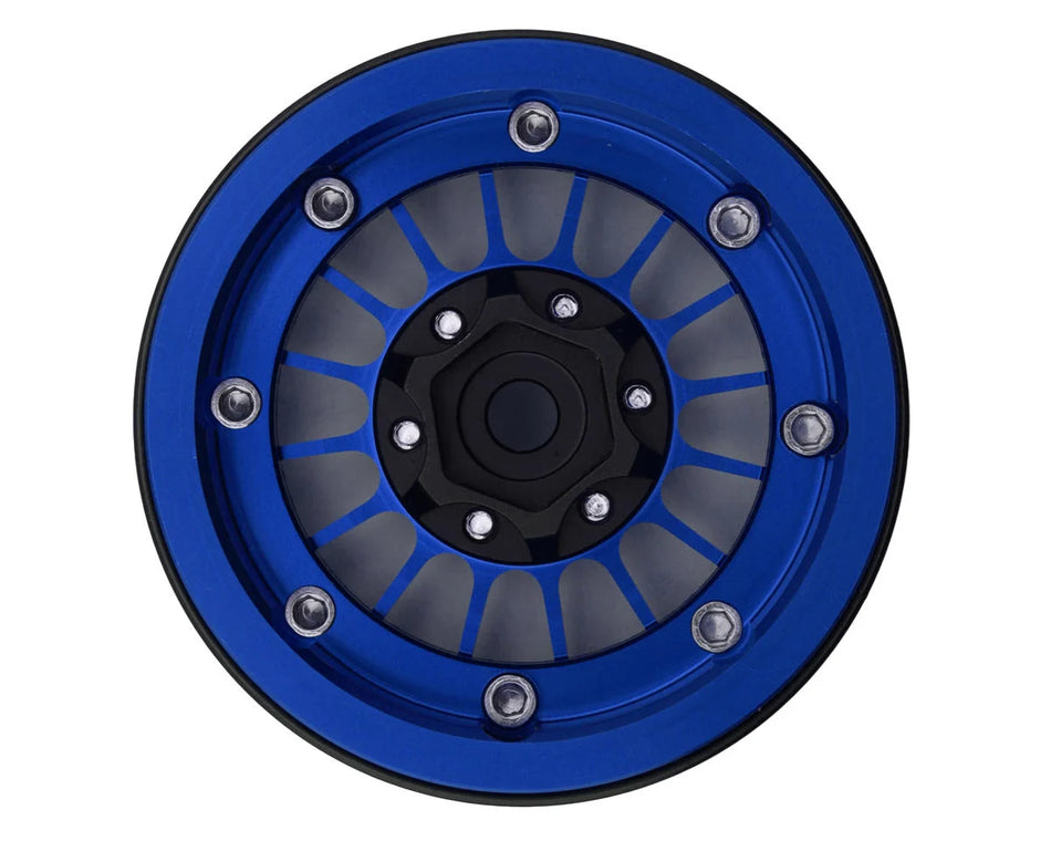 Treal Hobby 1.9" Type-J Multi-Spoke Aluminum Crawler Beadlock Wheels (Blue) (4) (113.7g ea)