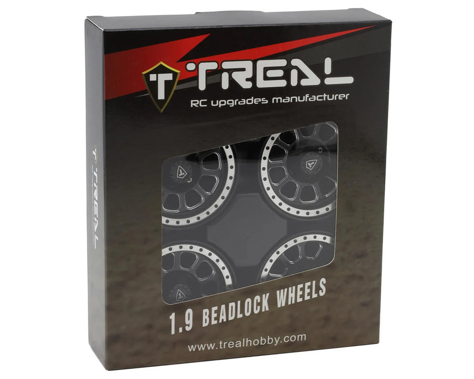 Treal Hobby Type V2 1.9" 10-Spoke Beadlock Wheels (Silver/Black) (4)