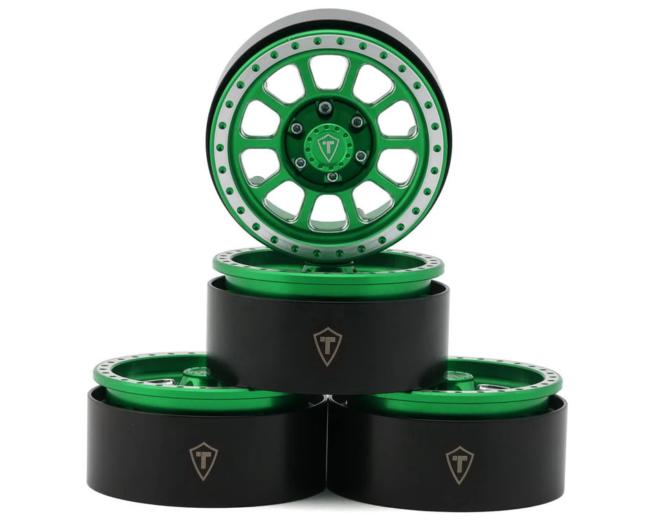 Treal Hobby 1.9" Type C Multi-Spoke Aluminum Crawler Beadlock Wheels (Green) (4) (116g ea)