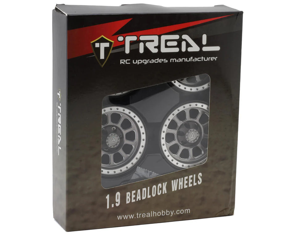 Treal Hobby Type V2 1.9" 10-Spoke Beadlock Wheels (Titanium/Silver) (4)