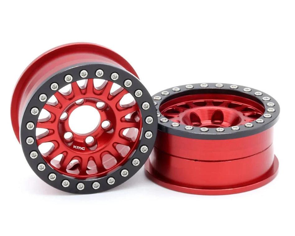 Vanquish Products KMC KM445 Impact 1.9" Beadlock Crawler Wheels (Red) (2)