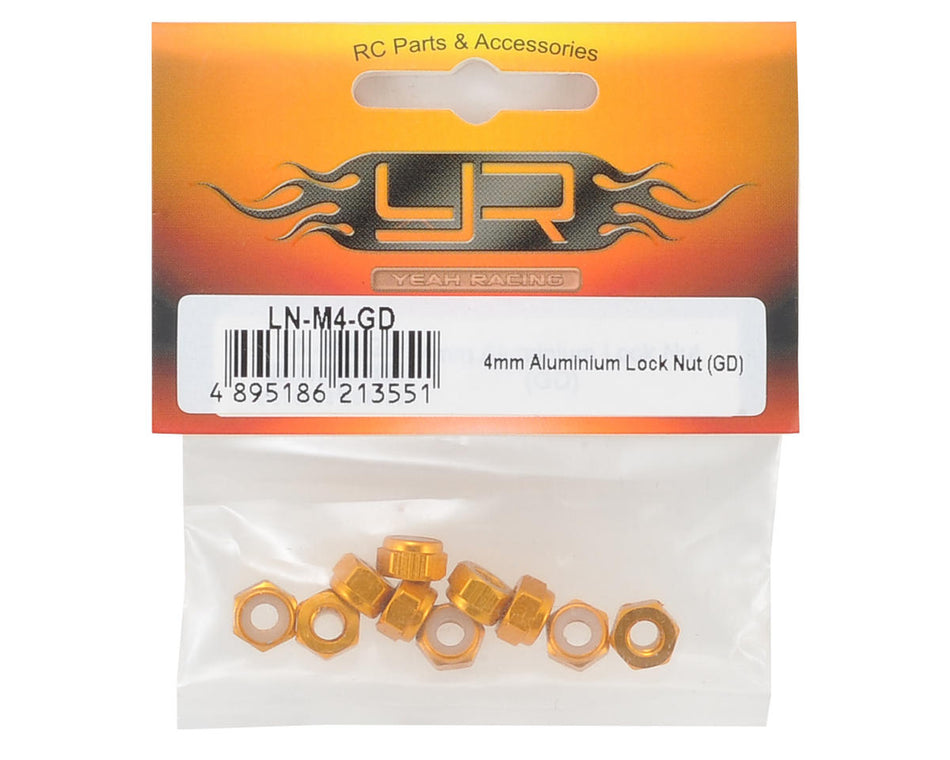 Yeah Racing 4mm Aluminum Lock Nut (10) (Gold)