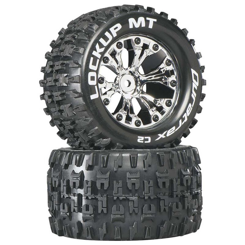 Duratrax Lockup MT 2.8" 2WD Mounted Rear C2 Tires, Chrome (2)